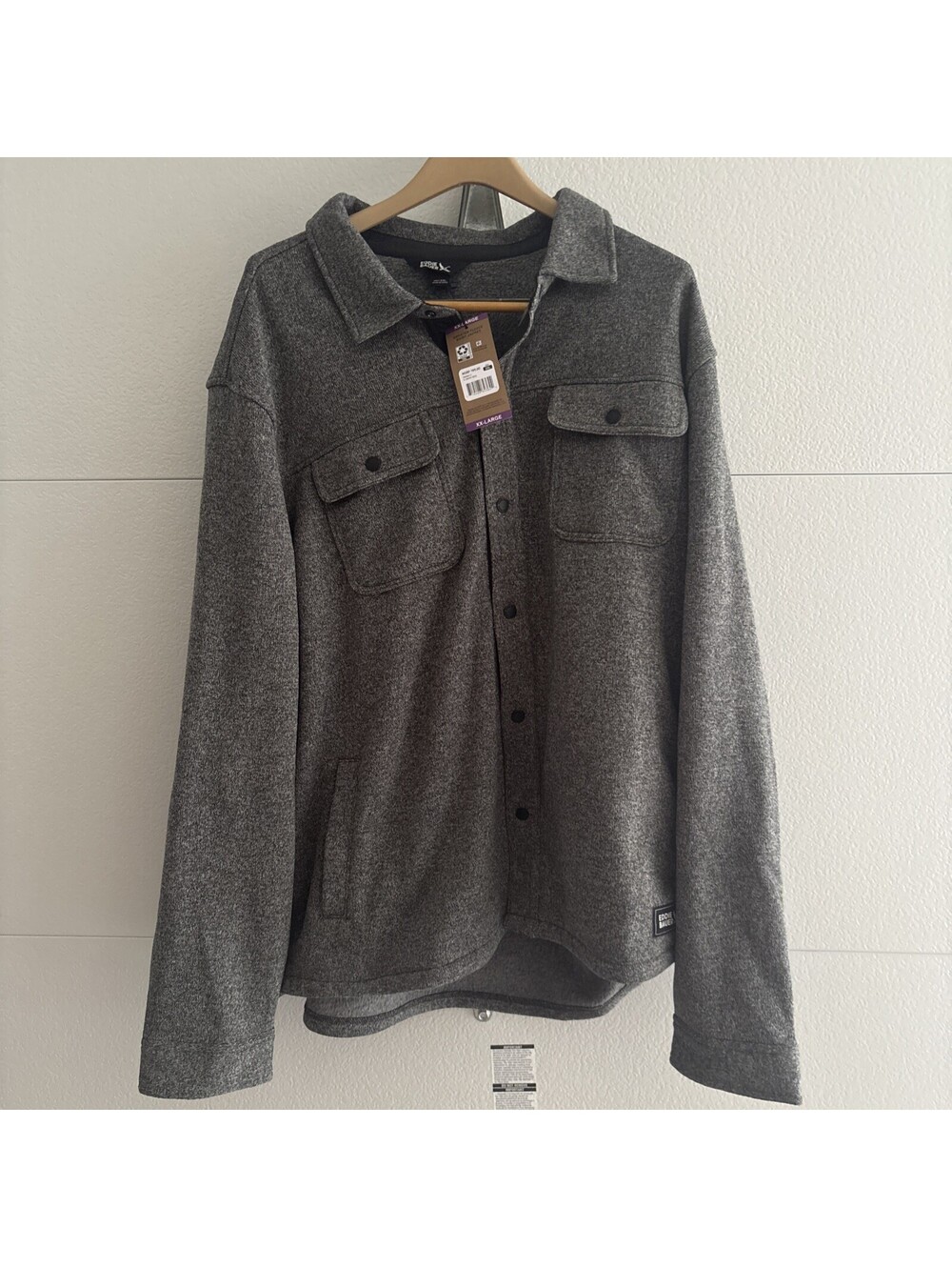 Eddie Bauer Men’s Shirt Jacket Sweater Fleece Size XXL  Heather Ebony NEW